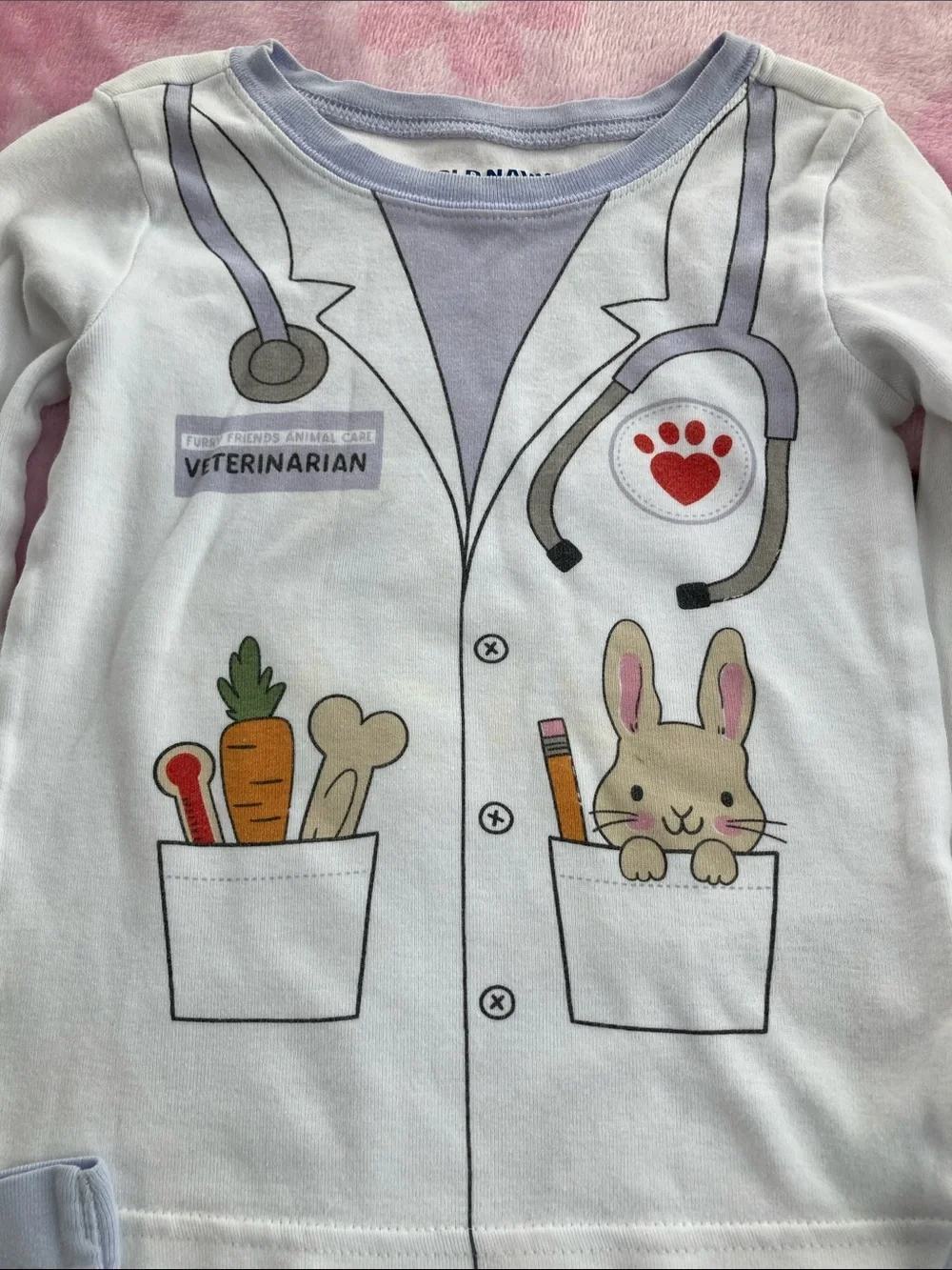 100% Cotton Light Blue Bunny Veterinarian Pajama Set